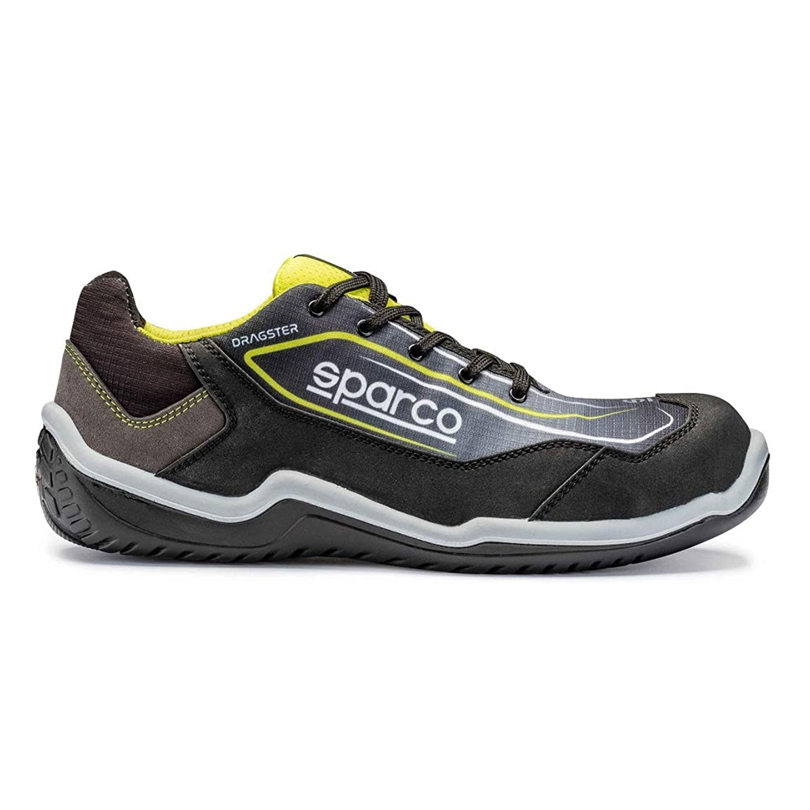 Scarpe Antinfortunistiche Dragster S1P in tessuto tecnico, nero-giallo fluo Sparco Scarpe Antinfortunistiche Dragster S1P in tessuto tecnico, nero-giallo fluo Sparco