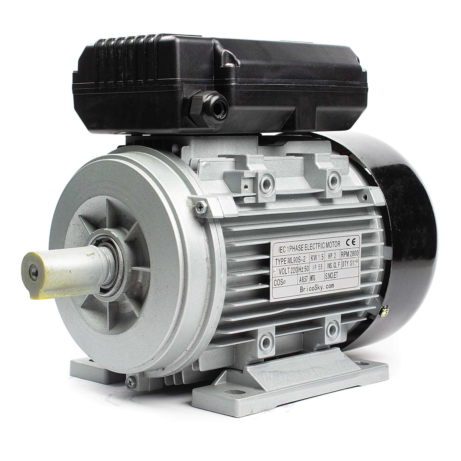 Motore-elettrico-monofase-ML90S-2-su-basamento-2-HP-1,5-Kw-2800-Giri-220-V Motore elettrico monofase ML90S-2 su basamento 2 HP 1,5 Kw 2800 Giri 220 V