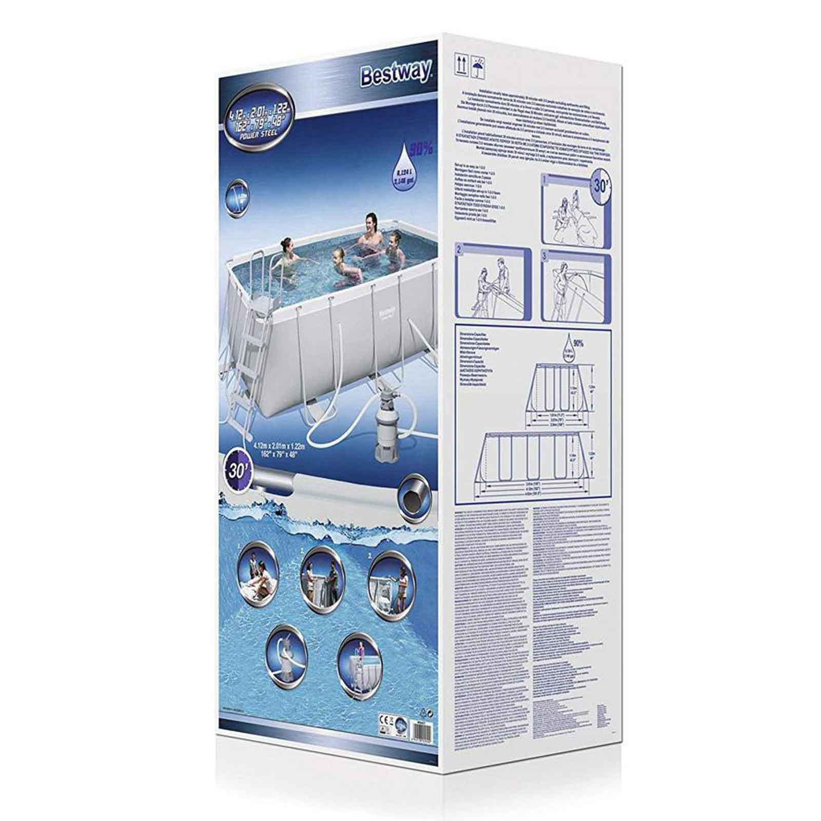 Piscina-rettangolare-in-acciaio-412x201x122-cm-Bestway-Power-Steel-56457-pack Piscina rettangolare in acciaio 412x201x122 cm Bestway Power Steel 56457
