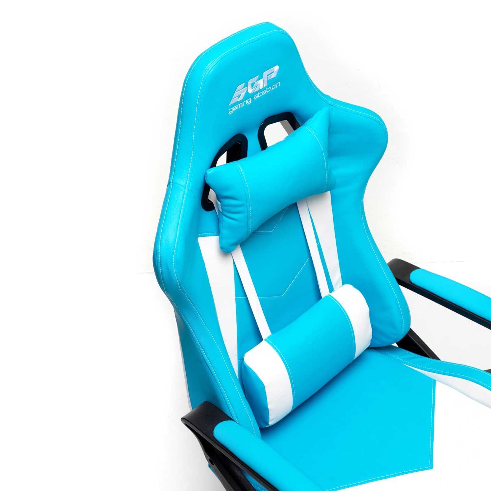 Poltrona-da-gaming-professionale-basculante-colore-azzurro-e-nero-My-Office-dettaglio Poltrona da gaming professionale basculante colore azzurro e nero My Office