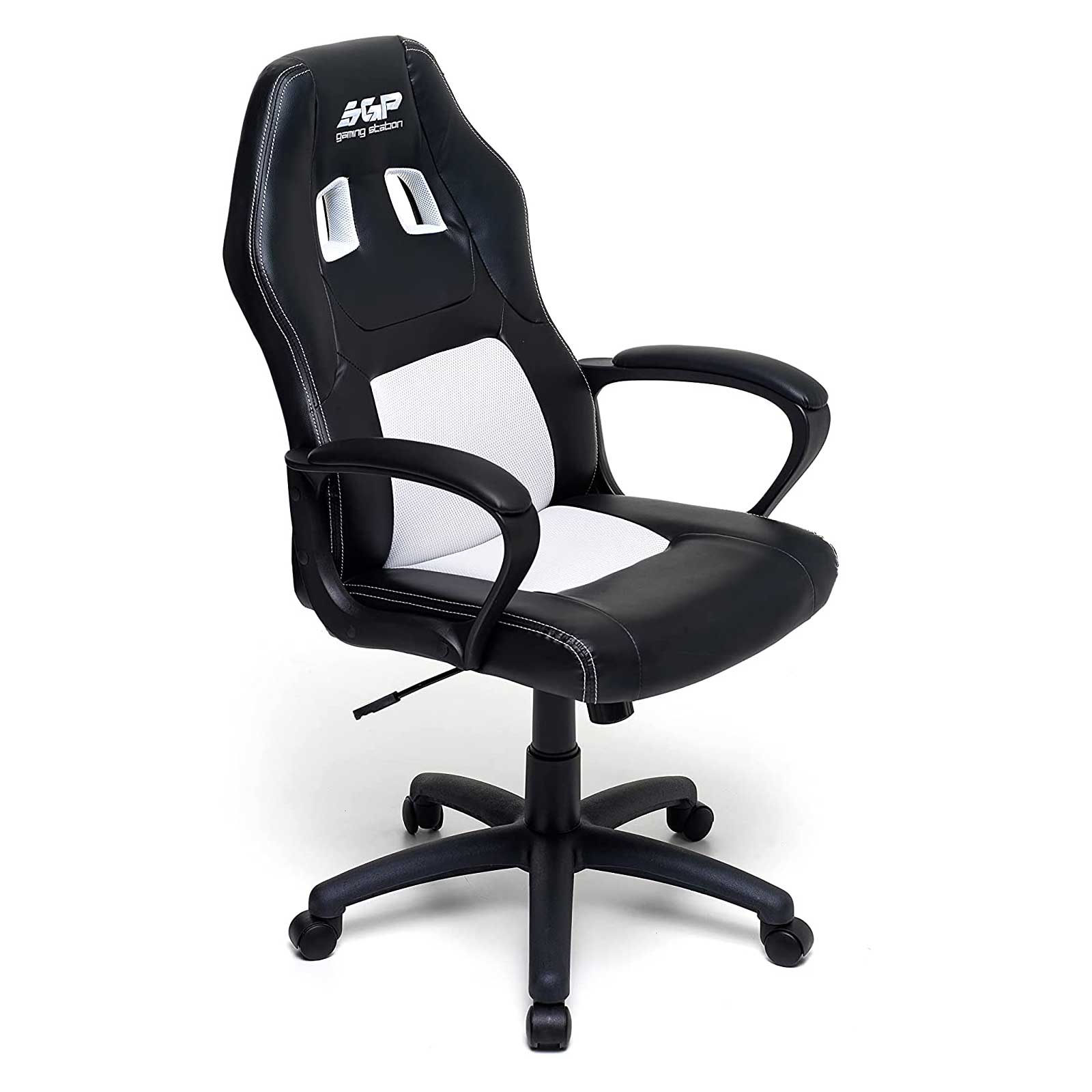 Sedia gaming regolabile nera con tessuto a rete bianco My Office lato Sedia gaming regolabile nera con tessuto a rete bianco My Office