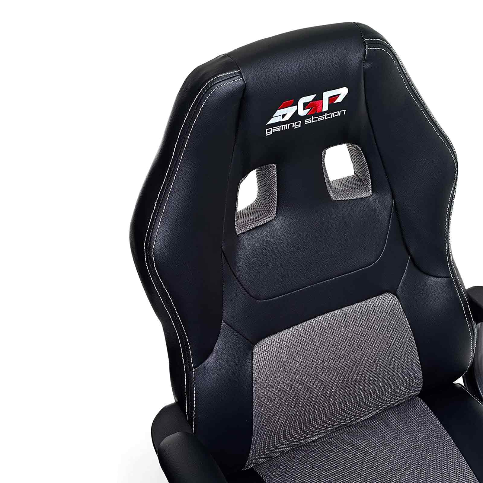 Sedia-gaming-regolabile-nera-con-tessuto-a-rete-grigio-My-Office-dettaglio Sedia gaming regolabile nera con tessuto a rete grigio My Office