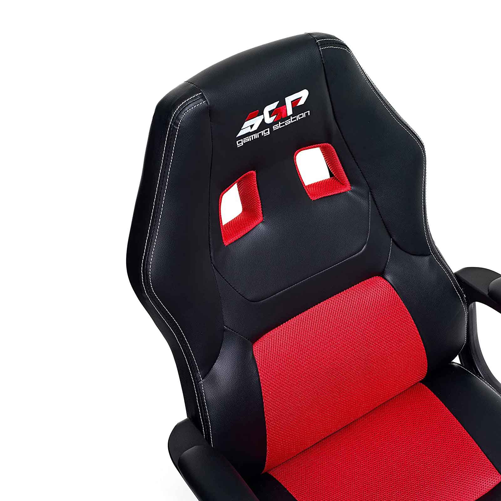 Sedia-gaming-regolabile-nera-con-tessuto-a-rete-rosso-My-Office-dettaglio Sedia gaming regolabile nera con tessuto a rete rosso My Office