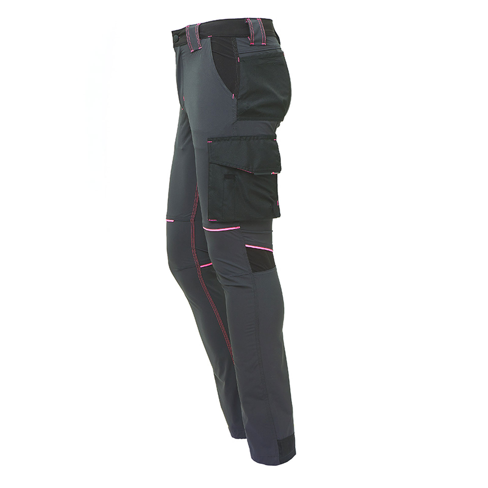 Pantalone-da-lavoro-estivo-donna-in-tessuto-elastico-Grigio-e-Fucsia-World-Lady-U-Power-lato Pantalone da lavoro estivo donna in tessuto elastico Grigio e Fucsia World Lady U-Power