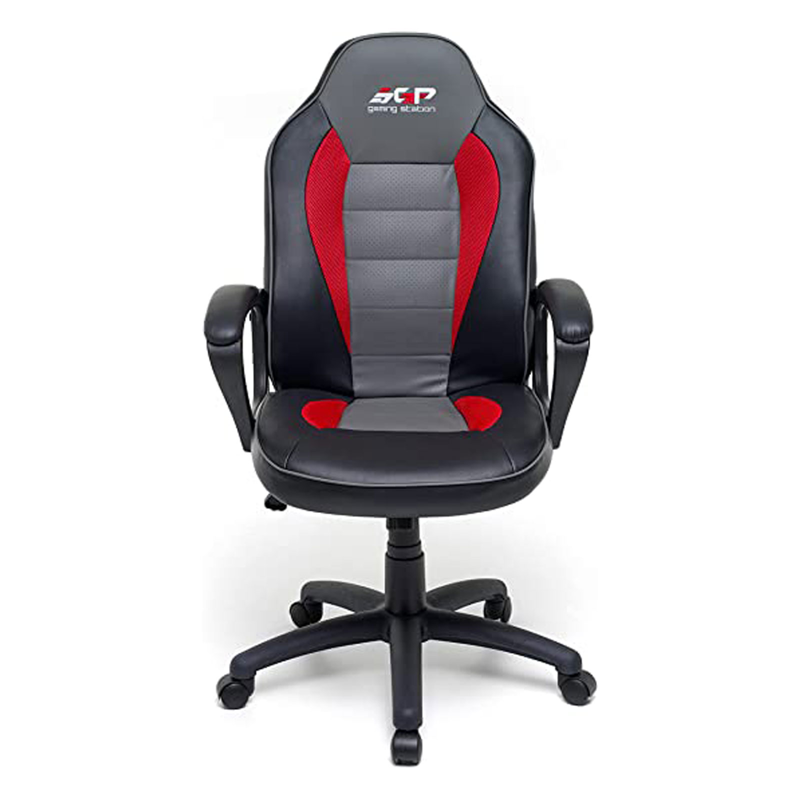 Sedia-gaming-regolabile-con-tessuto-a-rete-rosso-e-nero-My-Office-fronte Sedia gaming regolabile con tessuto a rete rosso e nero My Office