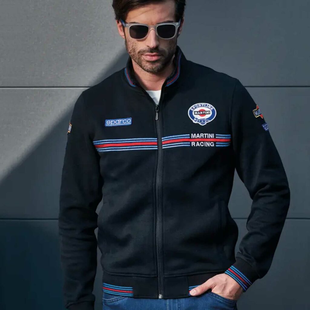 Felpa zip intera in cotone Martini Racing Sparco Nera Brico Sky