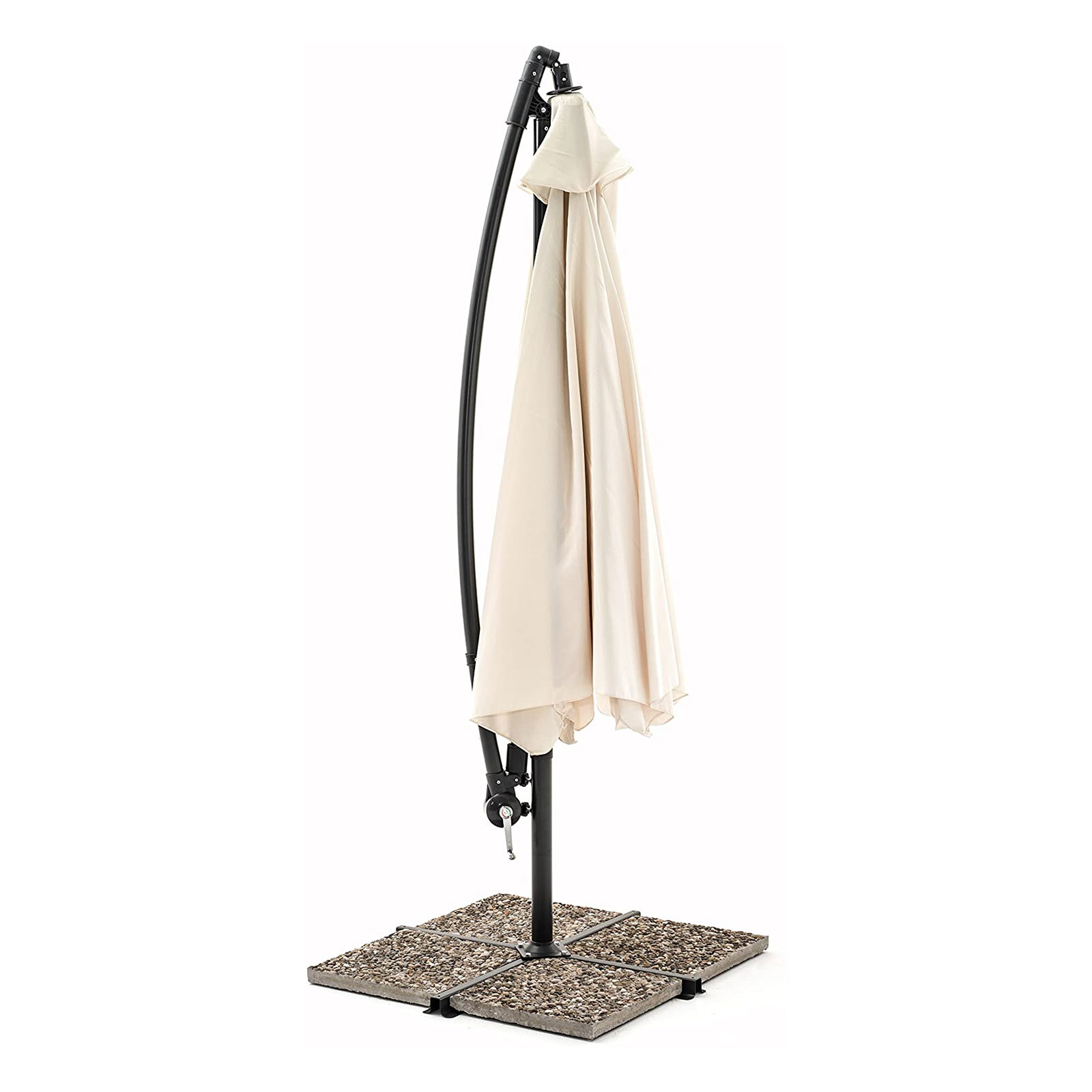 Ombrellone-da-giardino-retrattile-Luna-rotondo-3-m-Ecrù-My-Garden-chiuso Ombrellone da giardino retrattile Luna rotondo 3 m Ecrù My Garden