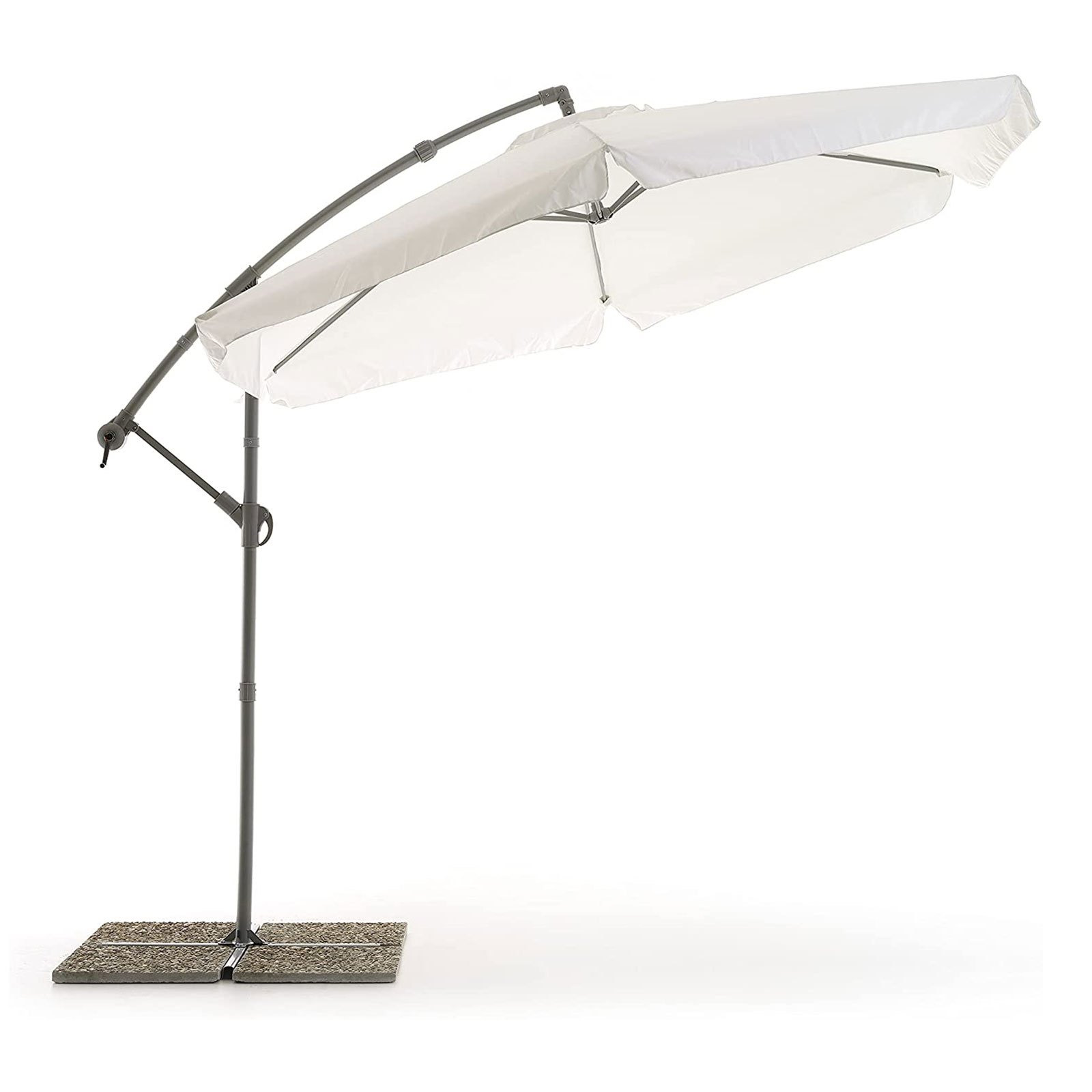 Ombrellone-da-giardino-retrattile-Luna-rotondo-3-m-bianco-My-Garden-inclinato Ombrellone da giardino retrattile Luna rotondo 3 m bianco My Garden