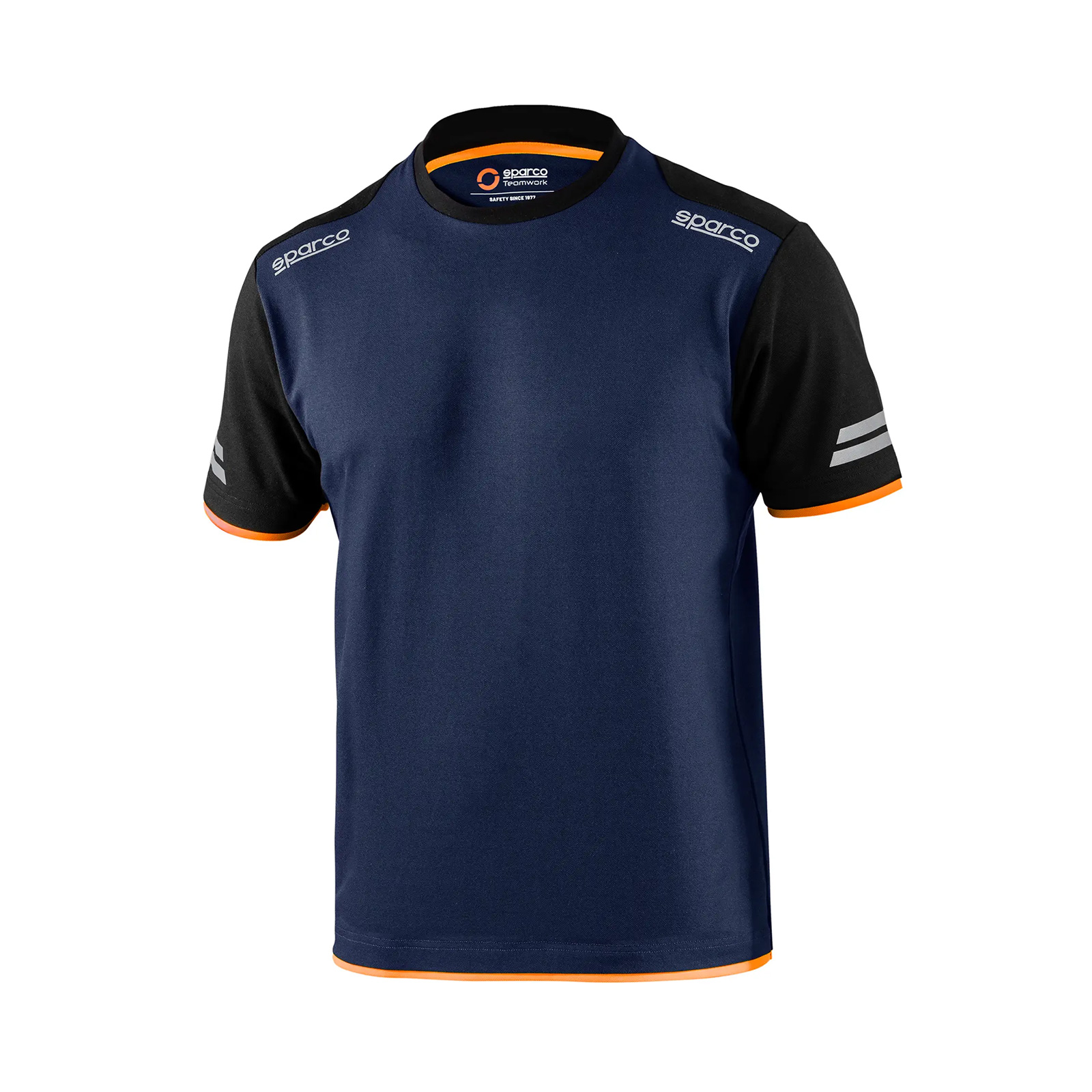 Sparco-T-shirt-Tech-blue-marine-arancio-fluo