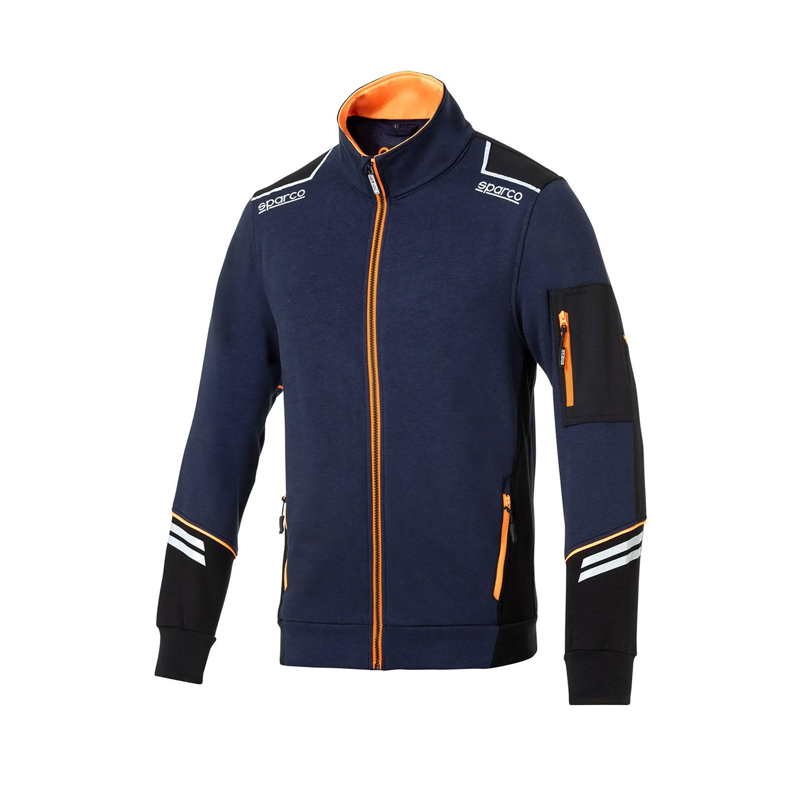 Sparco-Tech-Felpa-full-zip-blue-marine-arancio-fluo